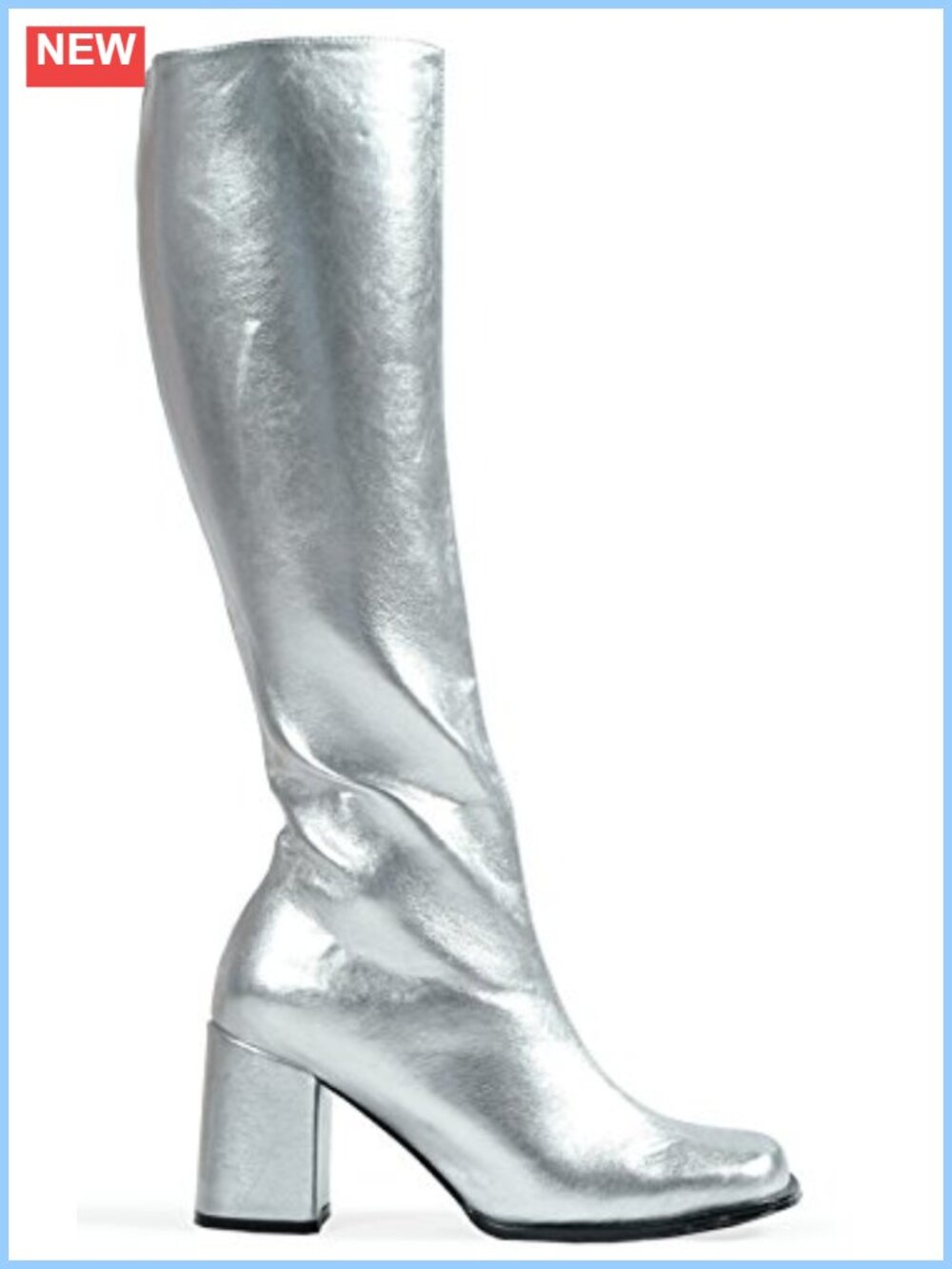 Women's Knee-High Gogo Boots with Chunky Heel and Full-Length Zip